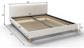 Кремаво тапицирано двойно легло с решетка 180x200 cm Tina - Ropez