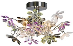 Плафон хром с многоцветни пластмасови цветя 38 см - Fiore
