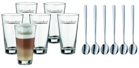 Стъклени чаши с лъжици в сребрист цвят в комплект от 6 броя 280 ml - WMF