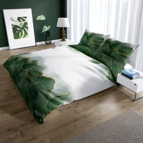 Спални чаршафи от памучен сатен със зелено-златиста абстрактна шарка 3 časti: 1ks 160x200 + 2ks 70x80