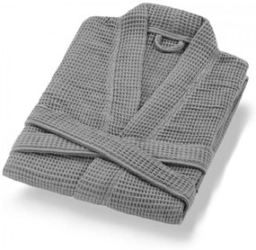 Сив памучен халат за баня размер L Mia Waffle - Foutastic