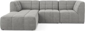 Сив ъглов диван от прежда с примки от букле (ляв ъгъл) Aloha – Makamii