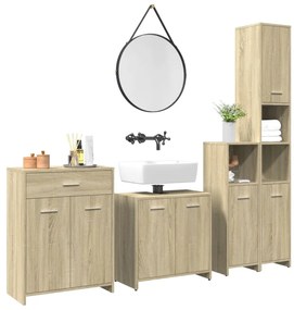 3325044 vidaXL Комплект шкафове за баня от 4 части дъб сонома инженерно дърво