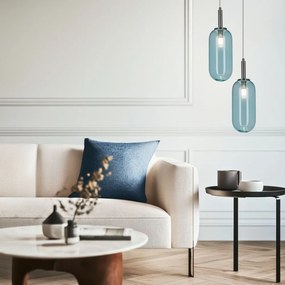 Синьо LED висящо осветително тяло със стъклен абажур ø 13 cm Fiuggi – Candellux Lighting