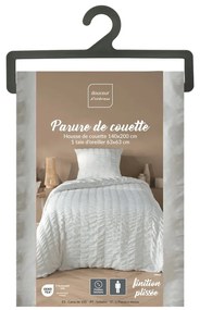 Бяло единично крепово спално бельо 140x200 cm Plissia – douceur d'intérieur