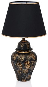 Настолна лампа с текстилен абажур в черен и златист цвят (височина 54 cm) Derin – Opviq lights