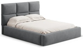Сиво двойно легло 160x200 cm тапицирано с място за съхранение с включена подматрачна рамка Libera – Windsor &amp; Co Sofas