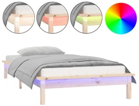 820631 vidaXL LED рамка за легло 75x190 см Small Single дърво масив