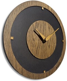 Дървен стенен часовник, изработен от тъмна дъбова дървесина Дъб Поток - 30 cm