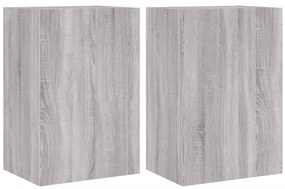 836921 vidaXL Стенни ТВ шкафове 2 бр сив сонома 40,5x30x60 см инженерно дърво