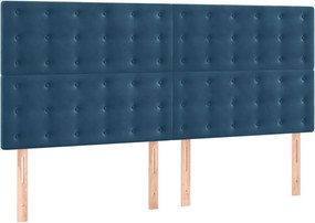 3116824 vidaXL Табла за легло, тъмносиня, 160x5x118/128 см, кадифе