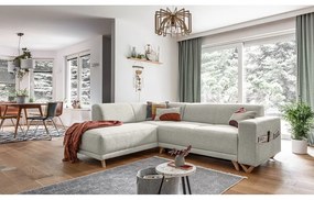 Бежов разтегателен/с място за съхранение ъглов диван (ляв ъгъл/L форма) Classy Sophie – Miuform