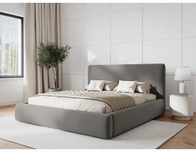 Сиво двойно тапицирано легло с място за съхранение с включена подматрачна рамка 180x200 cm Colonel – Cosmopolitan Design