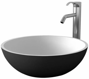 Мивка за баня ICB 645В, монтаж върху плот, твърда повърхност, черен мат + бял мат, 40x40x13см