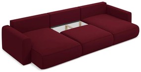 Бордо кадифен разтегателен ъглов диван с място за съхранение (U форма) Kapua – Makamii