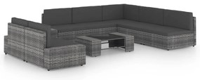 3067185 vidaXL Градински лаундж комплект с възглавници 8 части полиратан сив