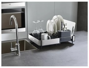 Тъмносива регулируема тавичка за оттичане от неръждаема стомана 36x32 cm Extend Steel – Joseph Joseph