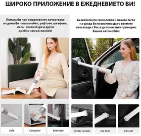 Безкабелна ръчна прахосмукачка Xiaomi Lydsto H2, 120 W, 16000 Pa, 0.1 л, 2 нива на мощност, Автономия 32 мин, Бял