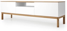 Бяла маса за телевизор с плот и дъбови крака, широчина 179 cm Patch - Tenzo