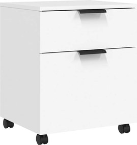 811520 vidaXL Мобилен архивен шкаф с колелца бял 45x38x54 см инженерно дърво