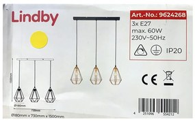 Lindby - Пендел ELDA 3xE27/60W/230V