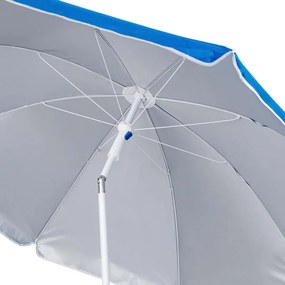 Плажен чадър MUHLER 2119 1008628, Ø160 см, Висок 195 см, 8 ребра, UV защита UPF 50+, Чупещо рамо, Син