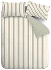 Зелено-кремаво двойно удължено памучно спално бельо 230x220 cm Hampton Stripe – Bianca