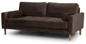 Двуместен диван Midcentury в тъмнокафяво кадифе, 180/93/66 см