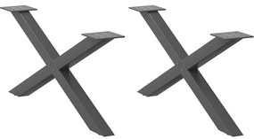 4012886 vidaXL Крака за масичка за кафе, X-образни, 2 бр., антрацит, 70x(30-31) см, стомана