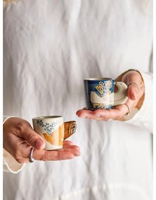 Синьо-кремави глинени чаши за еспресо в комплект от 2 бр. 55 ml Hezha – Bloomingville