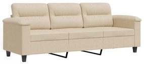 359571 vidaXL 3-местен диван, кремав, 180 см, микрофибърен плат