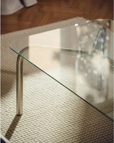 Масичка за кафе със стъклен плот в сребрист цвят 60x110 cm Uku – noo.ma