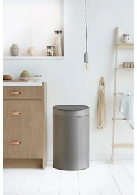 Кош за боклук Brabantia Touch Bin New 649732, 40 л, Безшумно и плавно затваряне, Плосък гръб, Сив