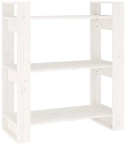 813900 vidaXL Библиотека/разделител за стая, бяла, 80x35x91 см, бор масив