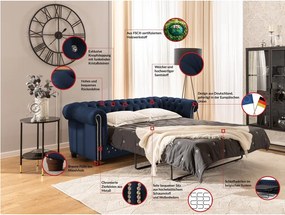 Син кадифен разтегателен диван 203 cm York Blik – Ropez