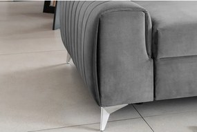 Светлосив кадифен разтегателен диван 261 cm Laurence – ELTAP