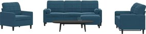 3278390 vidaXL Мека мебел от 4 части с възглавници и болстери син кадифе