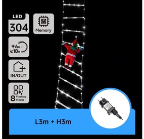 Aigostar - LED външна коледна декорация 304xLED/3,6W/230V/8 функции 3m IP44 студено бяло