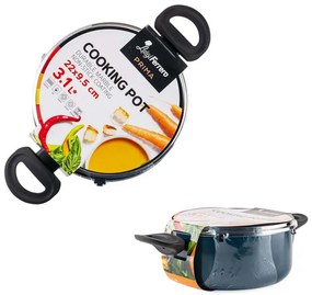 Тенджера Luigi Ferrero Prima FR-2244, 22x9.5 см, 3.1 л, Незалепващо покритие, Стъклен капак с отвор за пара, Индукция, Тъмносин