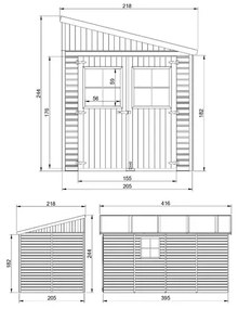 Барака с под - 205 x 395 см – 8 m2