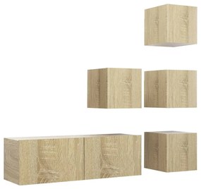 3079037 vidaXL Комплект ТВ шкафове от 5 части, дъб сонома, инженерно дърво