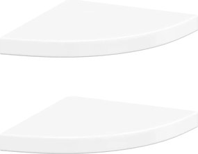 323908 vidaXL Окачени ъглови рафтове, 2 бр, бял гланц, 35x35x3,8 см, МДФ