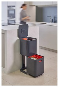 Сива стоманена кофа за боклук 40 л Totem Compact - Joseph Joseph