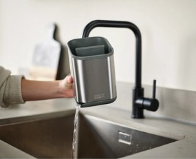 Тавичка за оттичане за прибори от неръждаема стомана в блестящо сребрист цвят 11x11,5 cm Duo Steel – Joseph Joseph