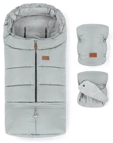 PETITE&MARS - КОМПЛЕКТ детски чувал 3 в 1 JIBOT + муфове за количка, светлосив
