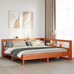 3324414 vidaXL Легло с етажерка за книги, без матрак, 180x200 см, бор масив