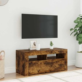 822721 vidaXL ТВ шкаф с LED осветление, опушен дъб, 90x35x40 см