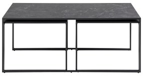 Матово черно масички за кафе в комплект от 3 бр. с плот от имитация на мрамор 60x120 cm Infinity – Actona