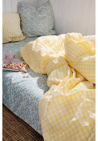 Жълто и бяло удължено крепирано спално бельо за единично легло 140x220 cm Bæk&amp;Bølge - JUNA