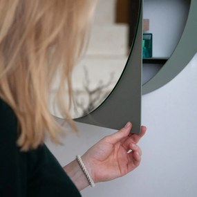 Сиво-зелен метален стенен/с огледало шкаф за баня 55x55 cm Sonnet – Spinder Design